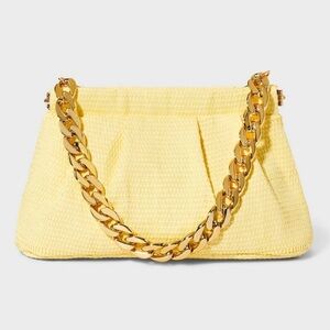 NWT - A New Day Yellow Woven Shoulder Bag with Gold Chain
